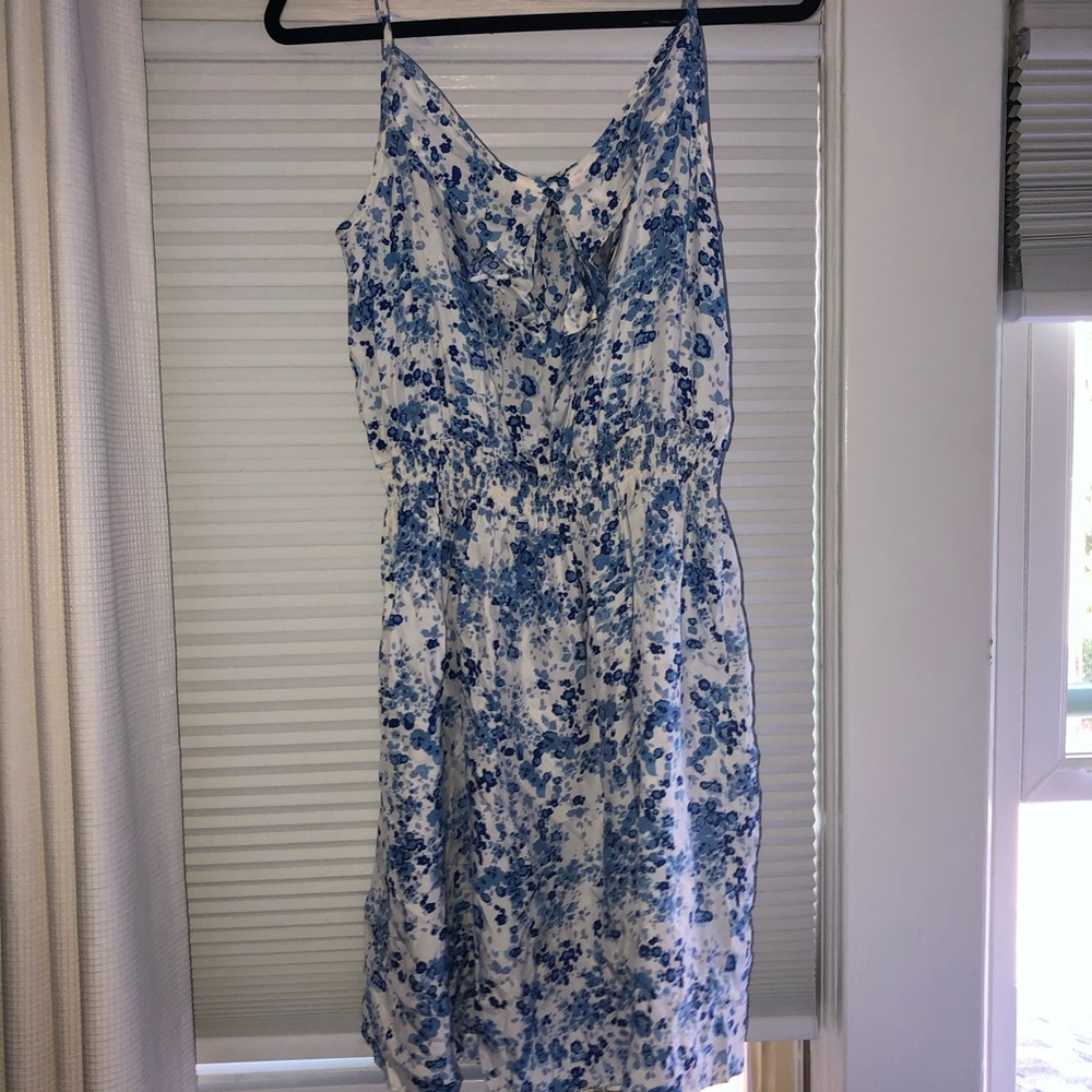 J. McLaughlin blue & white ruffle Sundress [Sz L]
